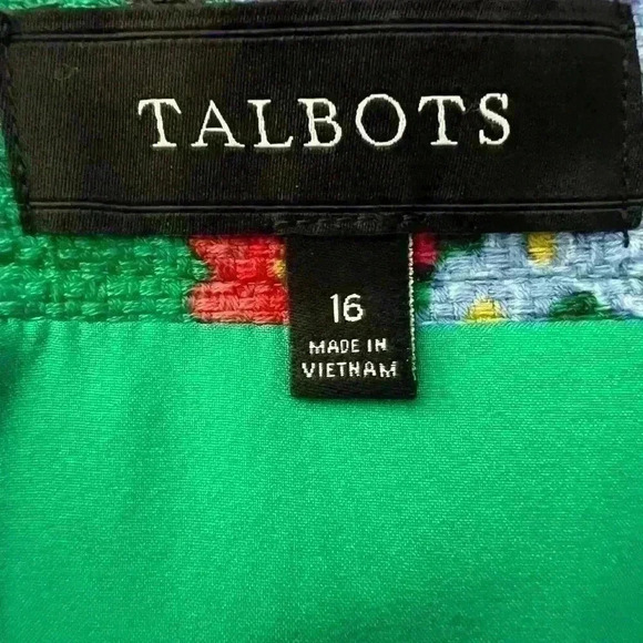 Talbots Tweed A-Line Polyester Blend Skirt Sz 16 Green Floral Colorful - Picture 3 of 6